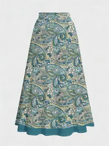 Elegant Women's Long Skirt, Digital Print Leopard Pattern, Fitted Natural Waist, Perfect for Daily, All Seasons Wear