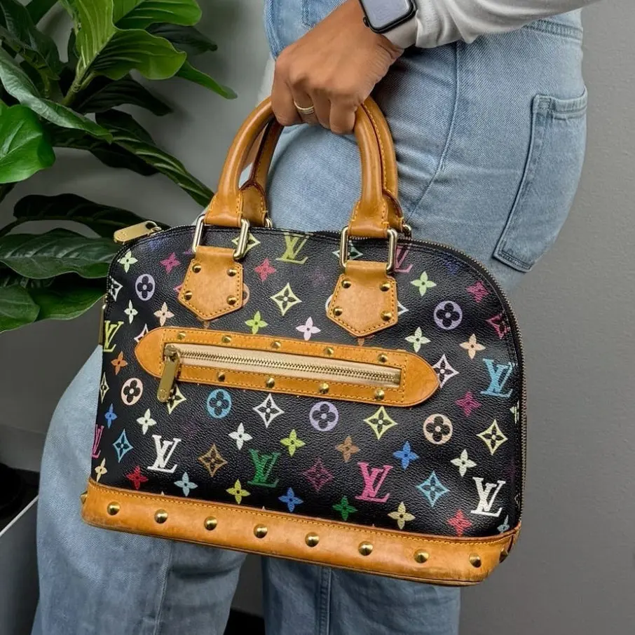 Pre-owned Leather Shoulder bags Authentic Louis Vuitton Takashi Murakami Alma Limited Edition