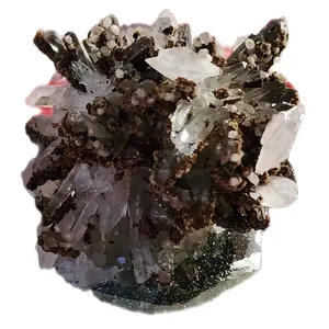 Clear Needle Quartz, with Chalcopyrite, pyrite and highly UV Reactive Calcite from Madan Bulgaria,  Morieva Mine