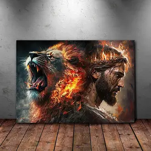 1 Count Judas Lion Jesus Christ Gold Canvas Wall Art Bedroom Living Room Home Decoration Pattern Office Art Wall Decoration Visual Art Canvas artwork Picture poster Decorated Home Frameless