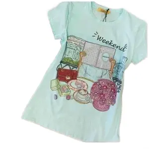 Vinizbena Rhinestones Weekend Women T-Shirt Cotton