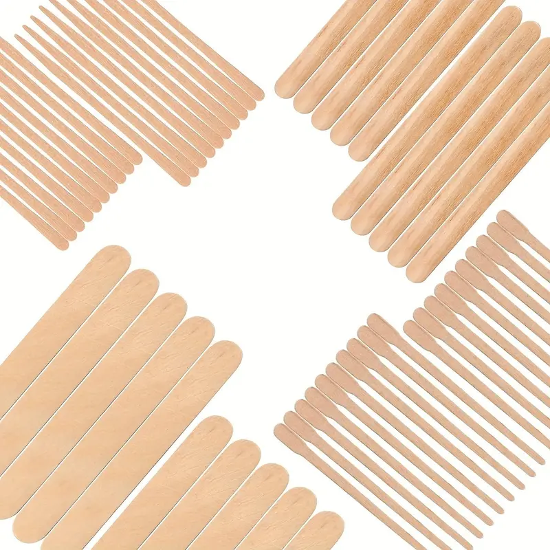 4 Types Of Wax Sticks, 300pcs/set Wood Spatulas for Hair and Eyebrow Removal, Long-lasting Wooden Facial Waxing Scraper, Body Hair Removal TooL, Waxing Kit, Waxing Supplies