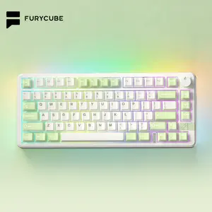 FURYCUBE FC75 PRO Creamy Keyboard Wireless Mechanical Keyboard Bluetooth 2.4G Tri-Mode Side Engraved Gaming For Laptop Computer 75 Keys RGB Light  PBT Keycaps 3/5 Pin Hot key Cappuller Gift Guide Gasket Gaming Keyboard Translucent keycaps