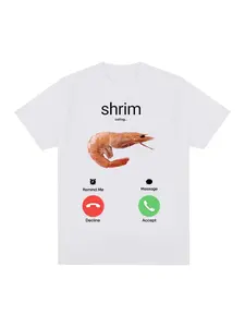 Shrimp Is Summoning Fun Shrimp Fan T-shirts for Men and Women, Fashionable Harajuku Short Sleeved T-shirts, Casual T-shirts, Short Sleeved Shirts