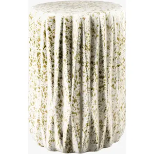 Pliora Cream Textured Minimalist Ceramic Outdoor Garden Stool