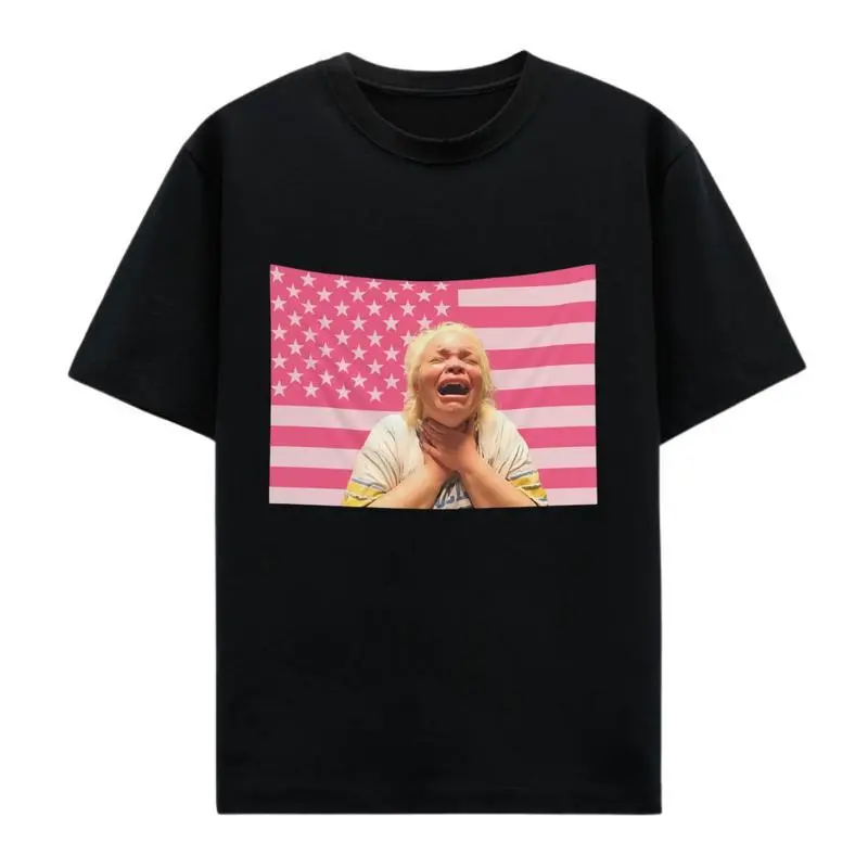 Trisha Paytas Pink American Flag Graphic Unisex Crewneck T-Shirt Aesthetic Gift