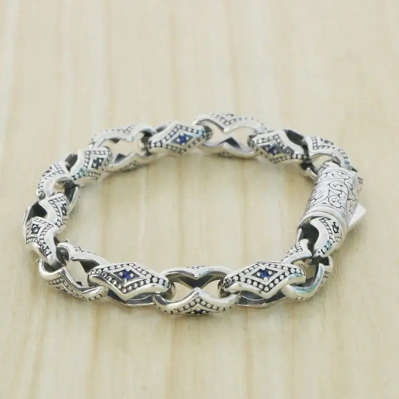 A 925 Silver vintage punk style old bracelet, circular knight bracelet, unique Men's and Women's jewelry, perfect as a New Year gift for yourself friends
