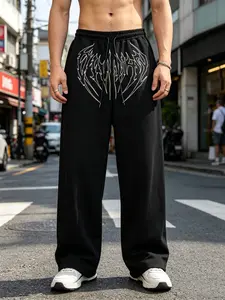 American Style Fitness Sports Pants, Unisex Jogging Athletic Pants, Casual Streetwear Straight Leg Long Pants for Training and Exercise