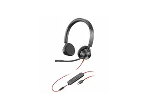 Poly Blackwire 3325 Headset - Microsoft Teams Certification - Stereo - USB Type C, Mini-phone (3.5mm) - Wired - 32 Ohm - On-ear - Binaural - Ear-cup - 7 ft Cable - Omni-directional Microphone - Black