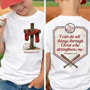 Youth & Adult Jesus Baseball T-Shirt, Philippians 4:13 Christian Shirt, I Can Do All Things Through Christ, Game Day, USA-Made & Printed Apparel	