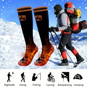 Rechargeable Heated Socks Unisex, Battery Operated 4 Heating Levels, Long Lasting Washable Multi-Zone Heat, Ideal for Hunting Camping Hiking Fishing, Outdoor Sports Socks