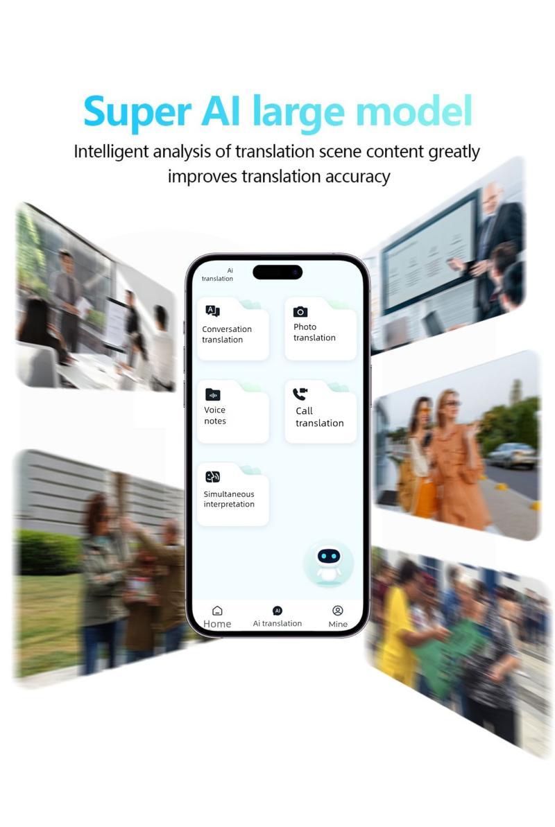 AI Translator Voice Recorder Note Recorder, Translation 146+ languages with Real-time Translation, Supports Video and Voice Call Translation, Magnetic Phone Holder,  Travel Socializing Lectures Meetings Interviews