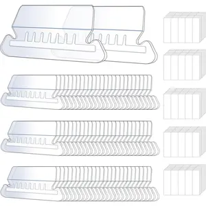 50 Set Hanging File Folder Tabs, Clear Plastic Hanging File Folder Labels Tabs with Paper Inserts Transparent File Folder Labels Tabs for Quick Identification
