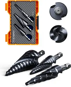 Crosstar M35 Cobalt Step Drill Bit Set, 3PCS TiAlN Coated Unibit with Double Spiral Flutes, 1/8" to 7/8" Hex Shank, for Metal, Stainless Steel, Aluminum, Wood, Plastic - Impact Ready