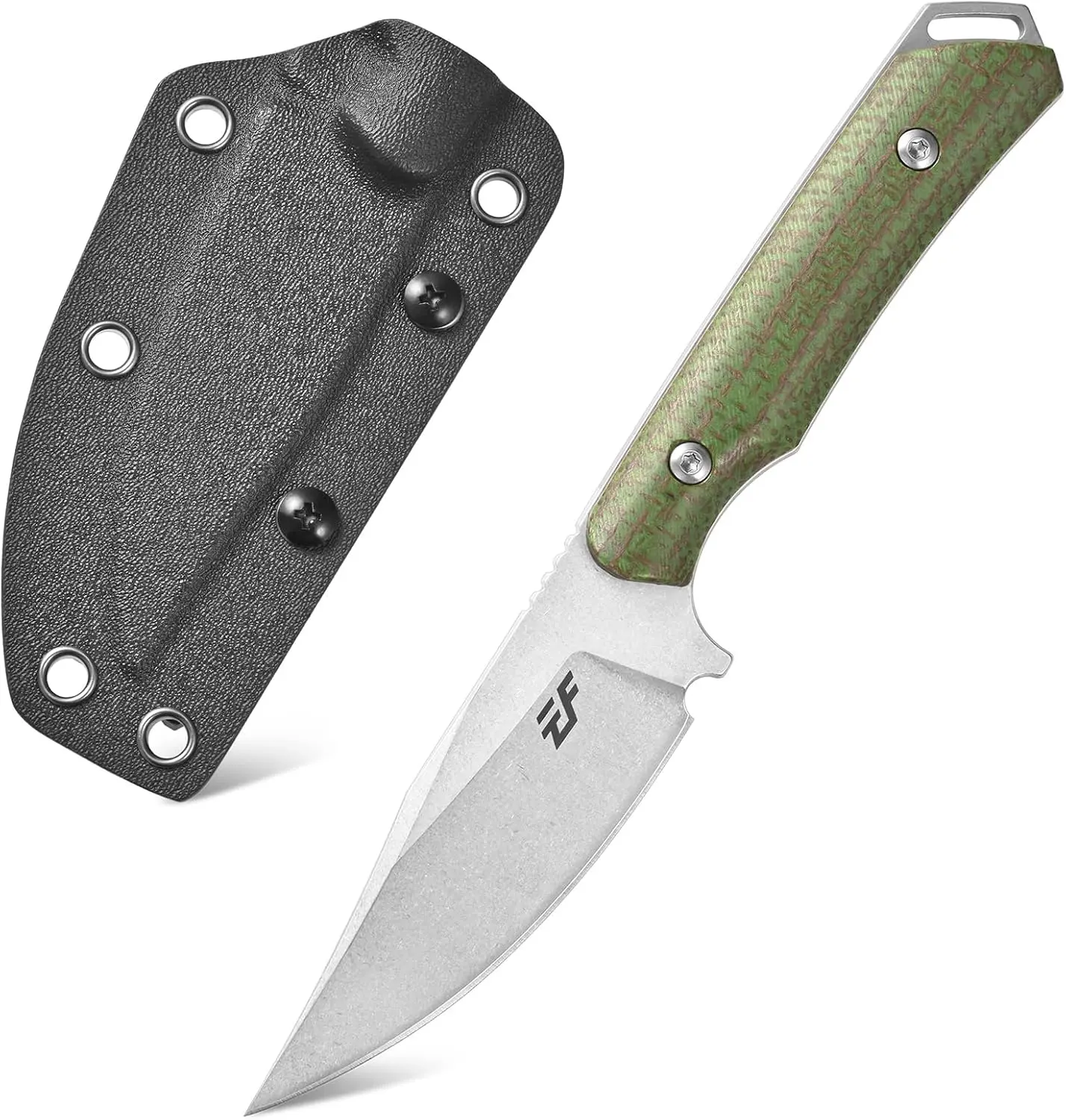 Eafengrow EF168 Fixed Blade Knife AUS-10 Stainless Steel Micarta Handle Full Tang EDC Outdoor Camping Utility Knife with Adjustable Kydex Sheath
