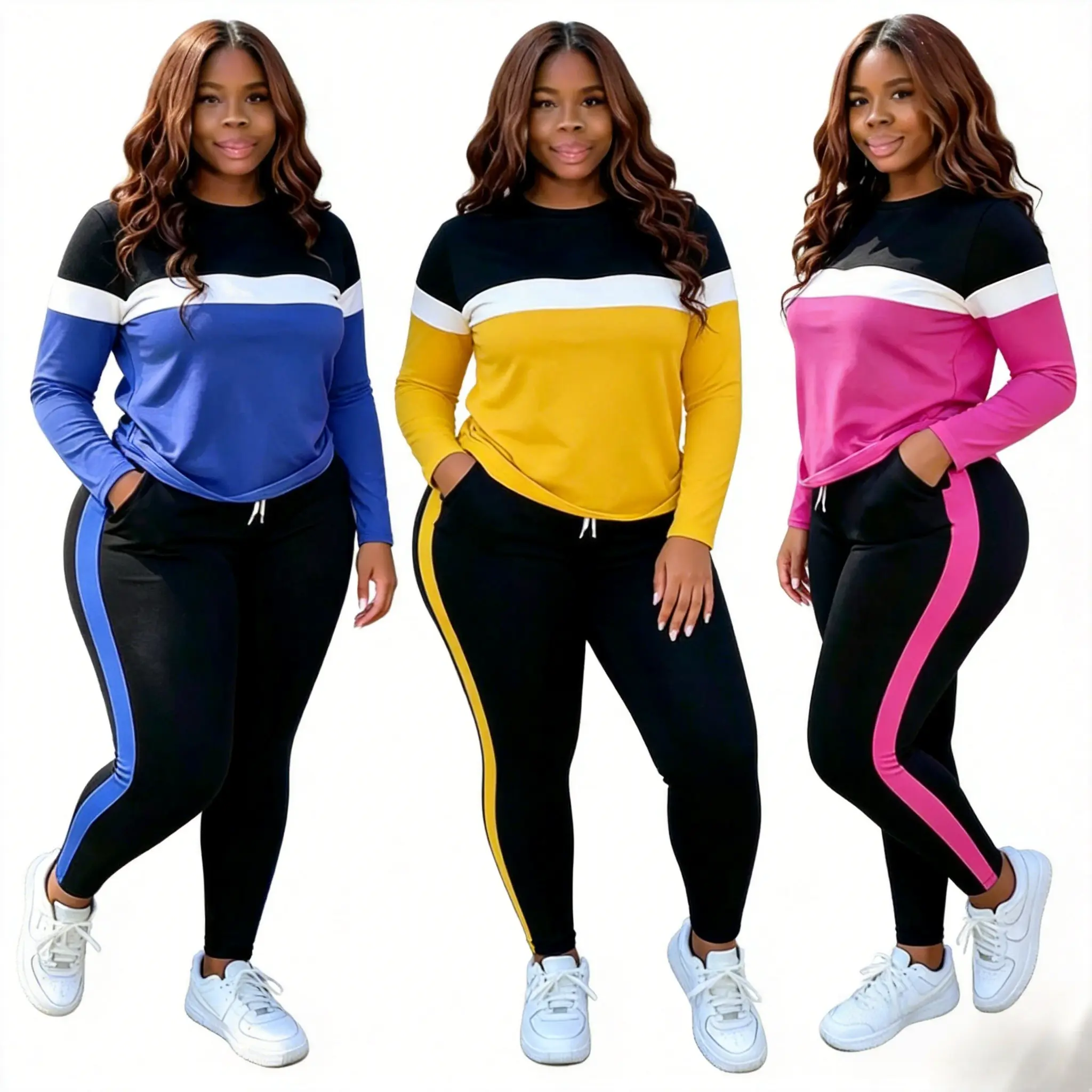 Plus Size Lounge Set – Super Soft Stretch Fabric, Comfortable Elastic Waist Pants with Pockets, Relaxed Flattering Fit for Everyday Wear
