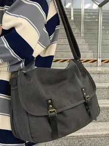 Men's Plain Satchel Bag, Large Capacity Casual Crossbody Backpack, Versatile Shoulder Bags, Adjustable Strap, Zip Closure, Durable Polyester Lining, All Seasons