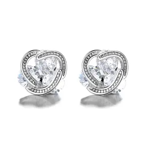 Amy & Annette Caged Crystal Stud Earring with Decorative Design and Clear Gemstone Accents