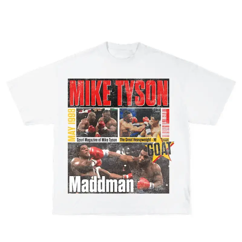 Maddman Tyson Inspired Vintage Graphic T-shirt Heavy Cotton Tee Basketball 90 s Styled Shirt Hiphop Vibes Y2K Aesthetic Throwback Classic Big Face Celebrity Tee # SummerVibes