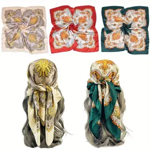 Set of 3 Large Square Satin Head Scarf - Satin Hair Scarves Silk Bandana Scarf Headscarf Silky Feeling Scarf for Women