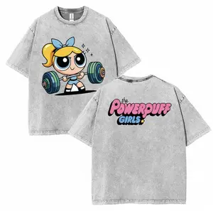 Burbuja Bubbles Powerpuff Girls Gym T-Shirt, Gym Shirt, Graphic Gym Shirt, Vintage Washed Tee Cotton, Gym Shirt Women, For Men, Full Size