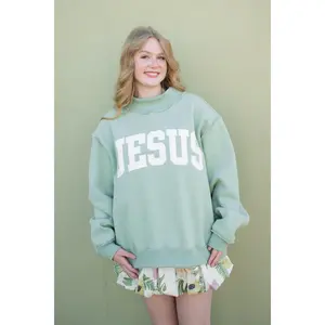 "Jesus" Mock Neck Sweatshirt - Sage