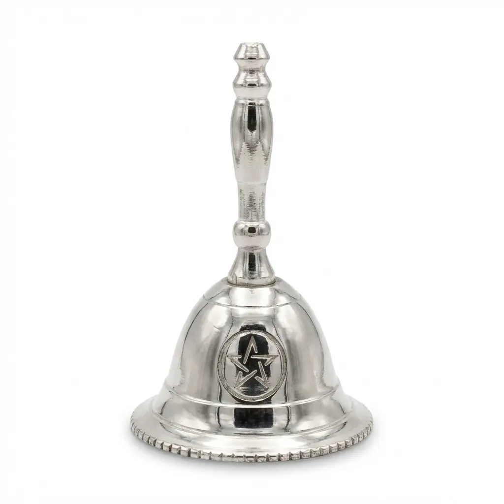 Pentagram Altar Bell Silver-Plated — Compact Wiccan Ritual Bell