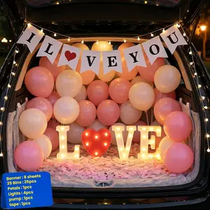 40 count Proposal Decorations  Trunk Decoration Kit, Happy Anniversary Decorations with Balloon Rose Petals and I Love You Logo, Suitable For Decorating Proposals and  Sirthday Confessions