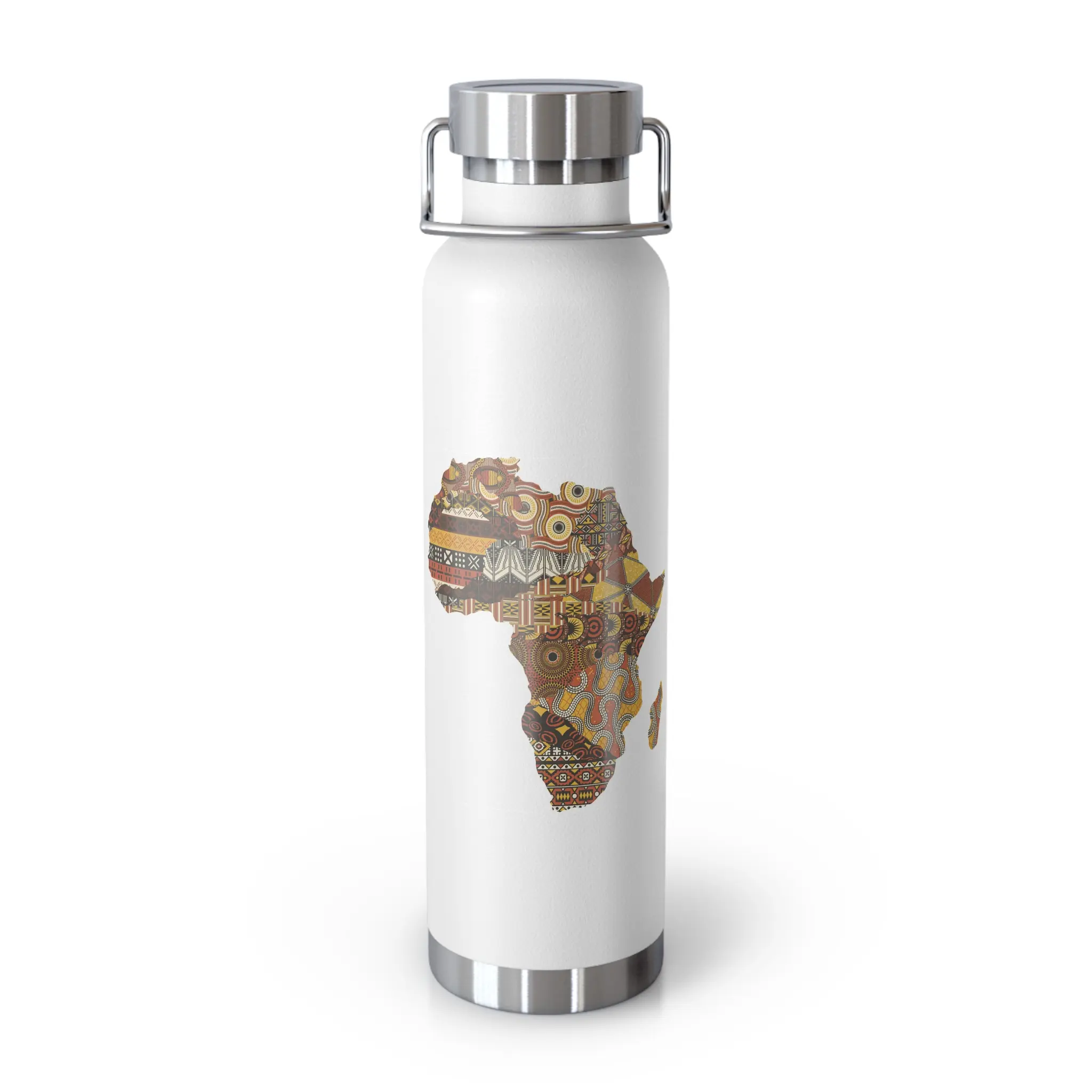 African-Inspired Stainless Steel Water Bottle, 22oz, Eco-Friendly Travel Flask, Gifts for Adventurers, Sustainable Gift for Nature Lovers