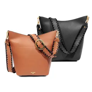 Niko Ineko Women's Bucket Shoulder Bag Kitty Snout Hardware Details