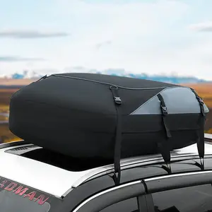 Car Roof Cargo Bag, 25 cu. ft. Capacity, Waterproof, Lockable, Foldable, Quick Installation with Straps for Automotive Exterior Roof Rack Use