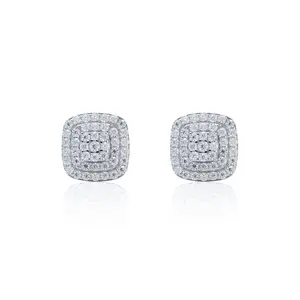8mm Square Moissanite Cluster Earrings (Approx. 0.48CT) – 925 Sterling Silver Screw Back