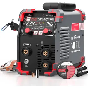 LED Digital Display 140Amp MIG Welder Flux Core MIG Welder/Stick/Lift TIG 3 in 1 Welding Machine,Welder Machine 110V With Synergy IGBT Inverter, Portable Gasless Welder Equipment
