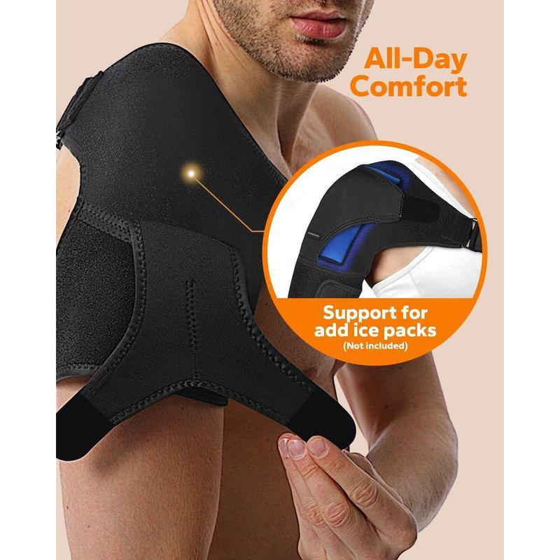 Shoulder Brace, Rotator Cuff Support Brace and Arm Sling for Pain Relief, Shoulder Compression Sleeve for Preventing Strains and Dislocation, Adjustable Fits Left and Right Arm, Men & Women Black Healthcare