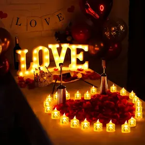 Flameless LED Tea Lights for Valentine's Day, Safe Electronic Table Candles, Ideal Decor for Romantic Dates, Parties, Weddings and Home Desktop Ambient Lighting