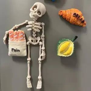 Vintage Fantasy Magnetic Skeleton Figure Fridge Magnet, Perfect Gift for Halloween, Valentine's Day, Christmas, Thanksgiving, 2D Flat Design