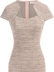 Women's Gorgeous Pencil Dress Cap Sleeve Tweed Pencil Dress for Work Womenswear Comfort
