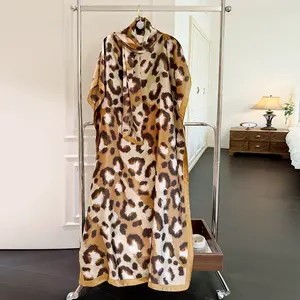 Leopard Print Moomoo Women's Chic Cape Shawl & Scarf Set, 2026 Latest Beach Holiday Vacation Swimsuit Cover Up to Style