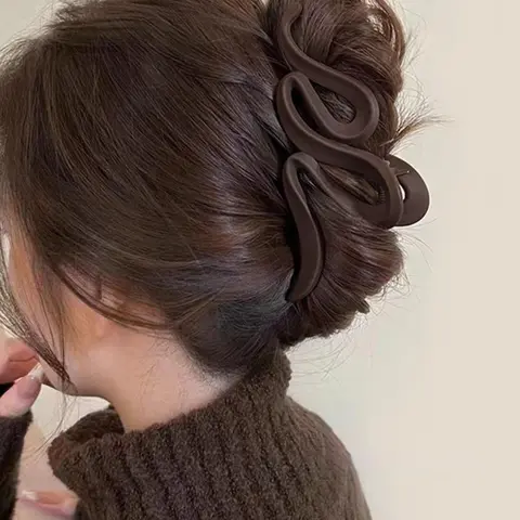 Elegant Plain Wavy Design Hair Claw, Creative Anti-Slip Hair Claw for Daily Use, Fashion Hair Accessories for Women and Girls, Non-Slip Ponytail Claw Clip