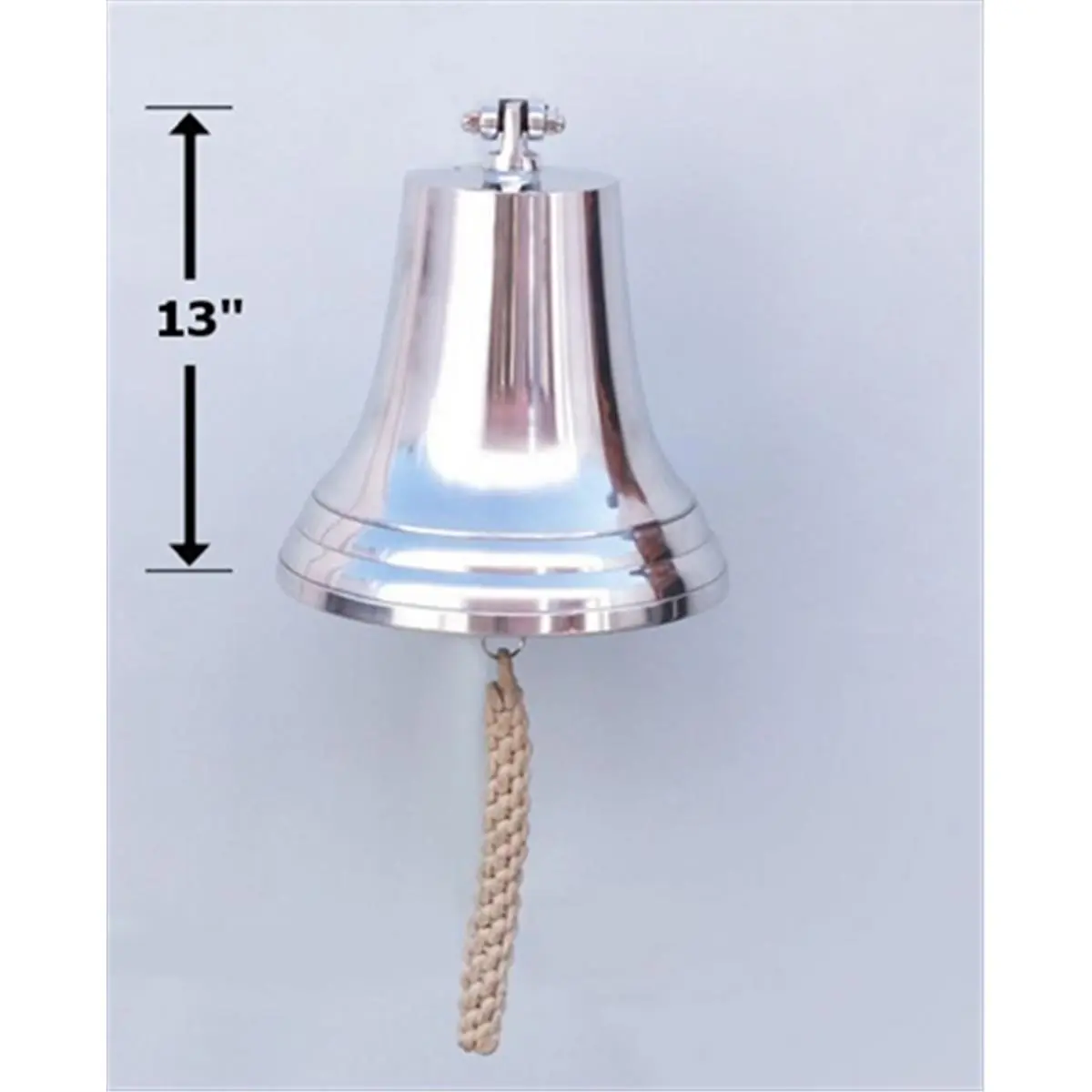 Chrome Hanging Ships Bell BL2019-13C - 18 in. Handcrafted Home Decor Decoration, Hangable Hanging Decor Accent