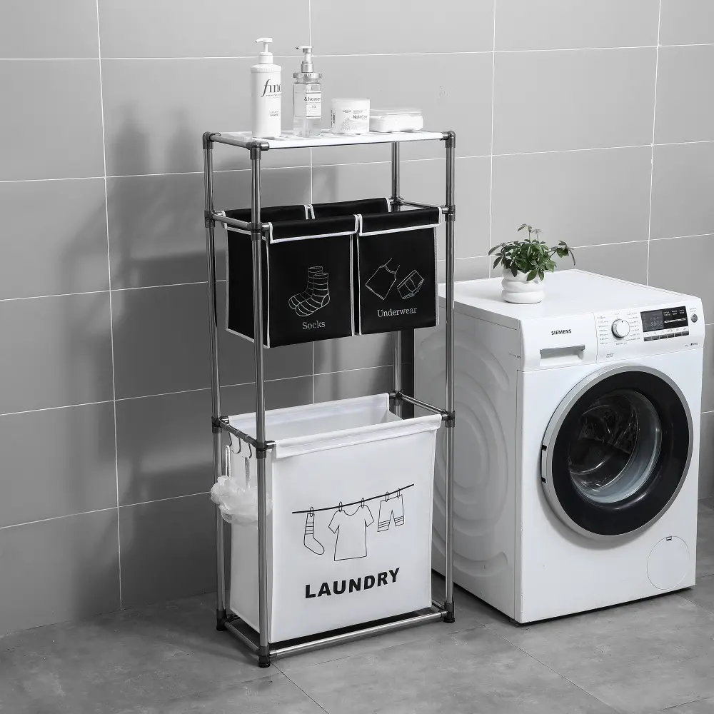 Littleox Laundry Hamper 3 Tier Laundry Sorter with 4 Removable Bags for Organizing Clothes, Laundry, Lights, Darks ,Three hooks