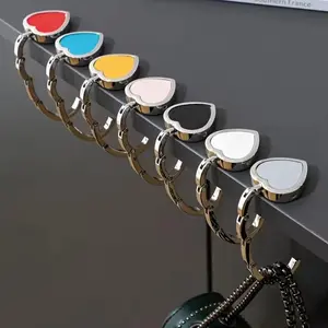 Heart-Shaped Leather Metal Hook, Women's Bag Hook Stand, Desktop Hook Bag Stand, Available in 7 Colors, Suitable for Travel, Office, and Leisure, Supports up to 22.05 Lb, Made of Sturdy and Durable Metal, Leather Style