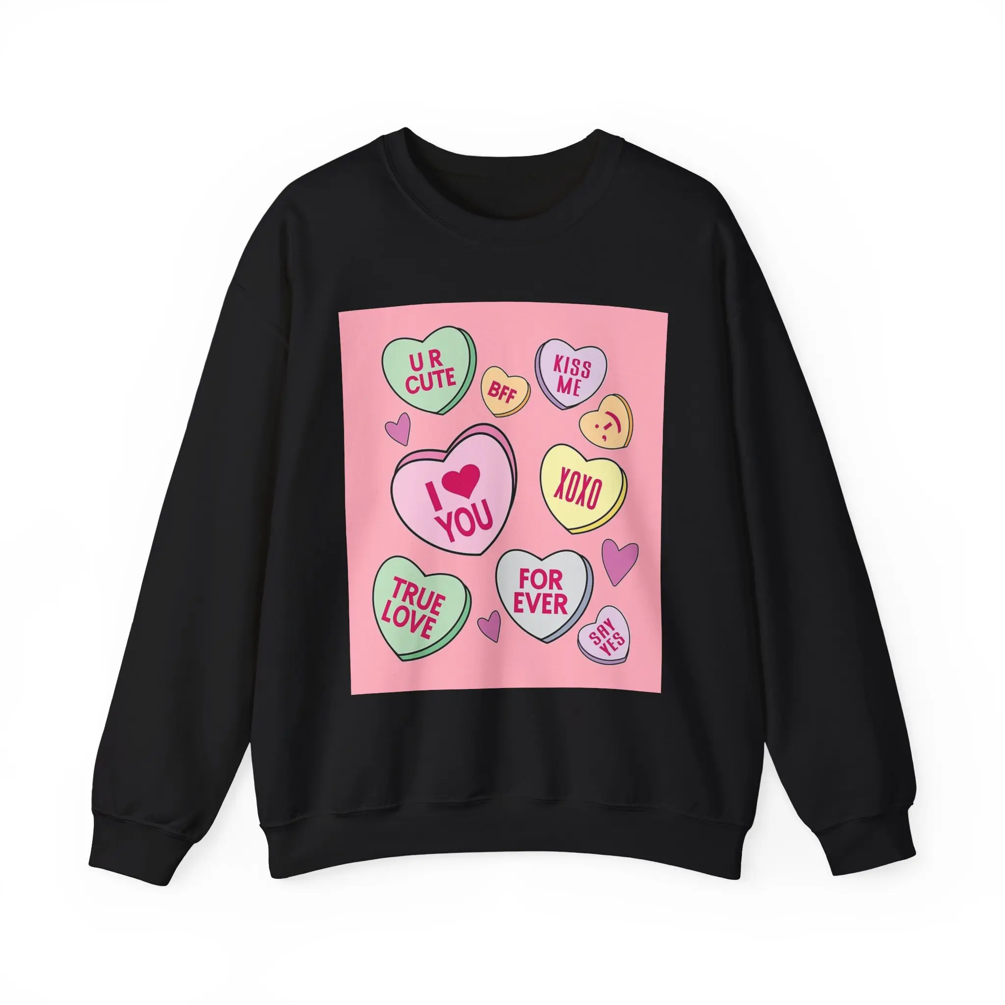 Valentines Day Candy Heart Sweatshirt, Love Heart Graphic Jumper, Romantic Holiday Pullover, Couples Gift Apparel, Valentine's Day Sweater
