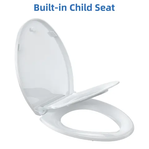 19 Inch Elongated Toilet Seat, Soft Close Lid with Quick Release Design, Fits Most Elongated Toilets, Quick Attach Hardware and Grip Tight Bumpers, Easy Install Clean, White, Hardware Bag, Pp Plastic