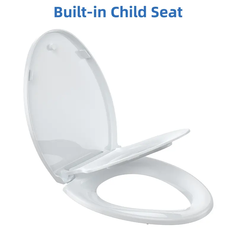 19 Inch Elongated Toilet Seat, Soft Close Lid with Quick Release Design, Fits Most Elongated Toilets, Quick Attach Hardware and Grip Tight Bumpers, Easy Install Clean, White, Hardware Bag, Pp Plastic