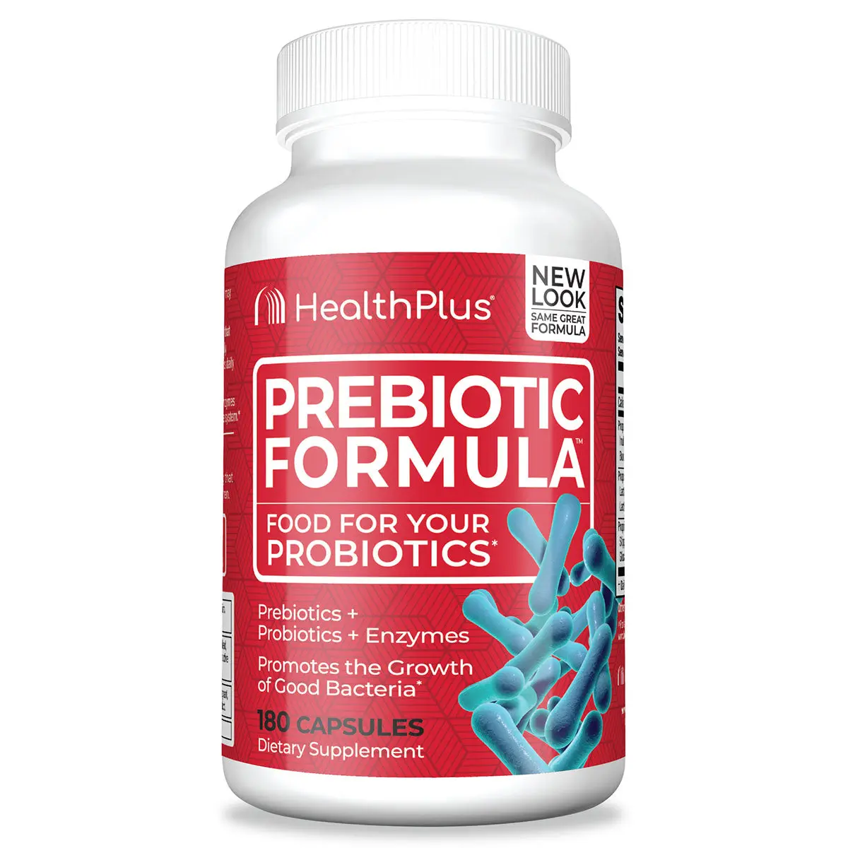 Health Plus Prebiotic Formula with Inulin & Digestive Enzymes – Gut Flora & Regularity Support – 180 Capsules, Gluten & Dairy Free
