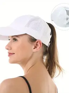 Adjustable Women's Solid Color Baseball Cap with Mesh Panel, Quick Dry Duckbill Design, Breathable Snap Closure, Casual Summer Hat