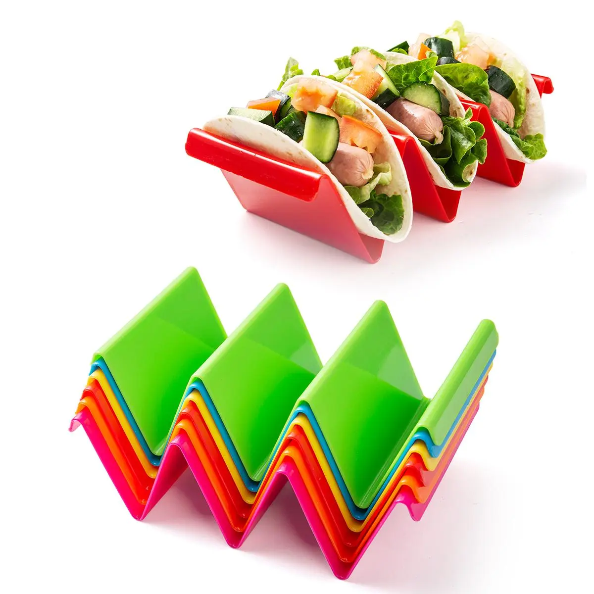 Taco Holder Stand, 6 Counts/set Sturdy Vegetable Taco Tray, Tacos Holder, Summer Essentials, Kitchen Baking Utensils, Summer for Gift, Kitchen Utensils Accessories, Kitchen Supplies