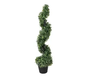 Northlight Two-Toned Boxwood Spiral Topiary Tree Pot 3'