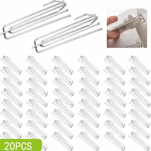 20 Pack 4 Prong Curtain Pleat Hooks - High-Quality Electroplated Metal Drapery Pinch Pleat Hooks, Durable Rustproof Stainless Steel Hardware Accessories for Pleated Curtains Shower Door Home Decor